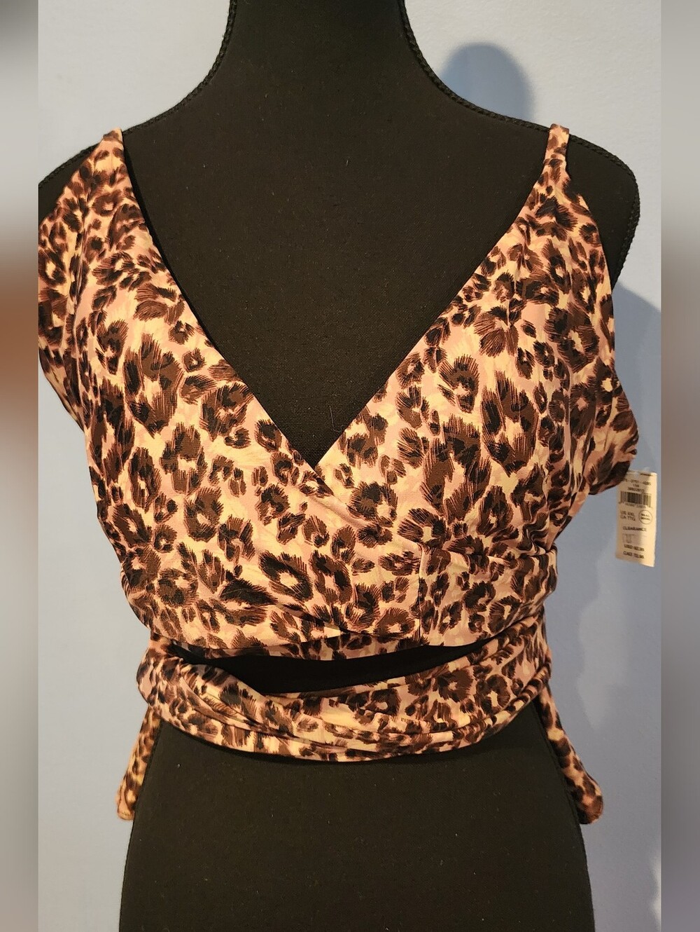 Aerie Leopard Print Wrap One-Piece Swimsuit XXL - Picture 3 of 6
